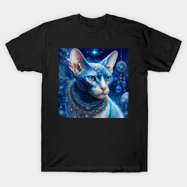 Dazzling Blue Sphynx T-Shirt by Enchanted Reverie